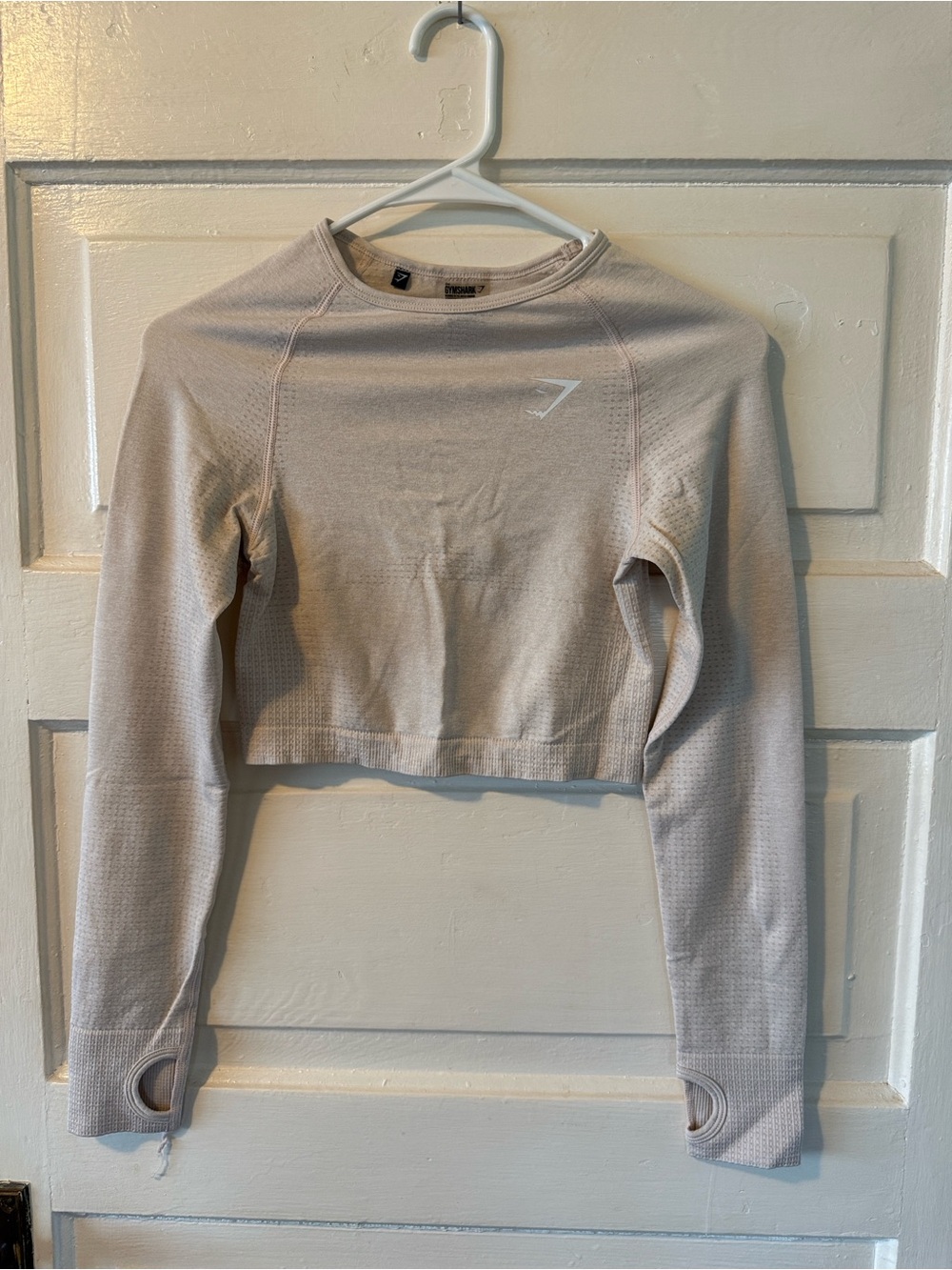 Gymshark Cropped Long Sleeve Seamless Top - Light Beige